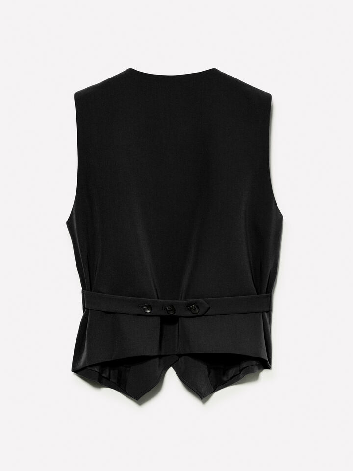 Black slim fit vest - women's vests and sleeveless jackets - Black | Sisley image number 6